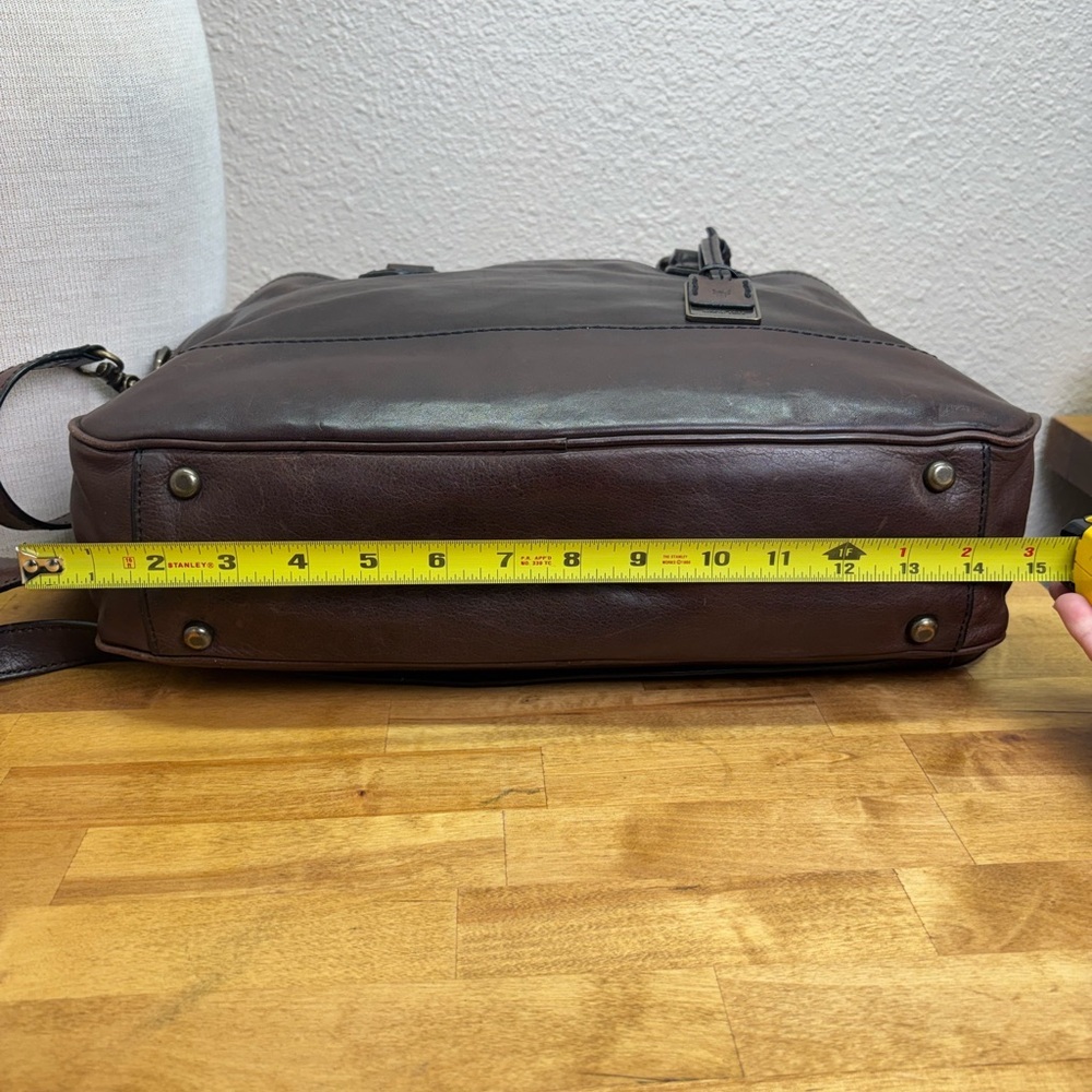 Frye Logan Zip Work Bag in Dark Brown Leather - Picture 14 of 14